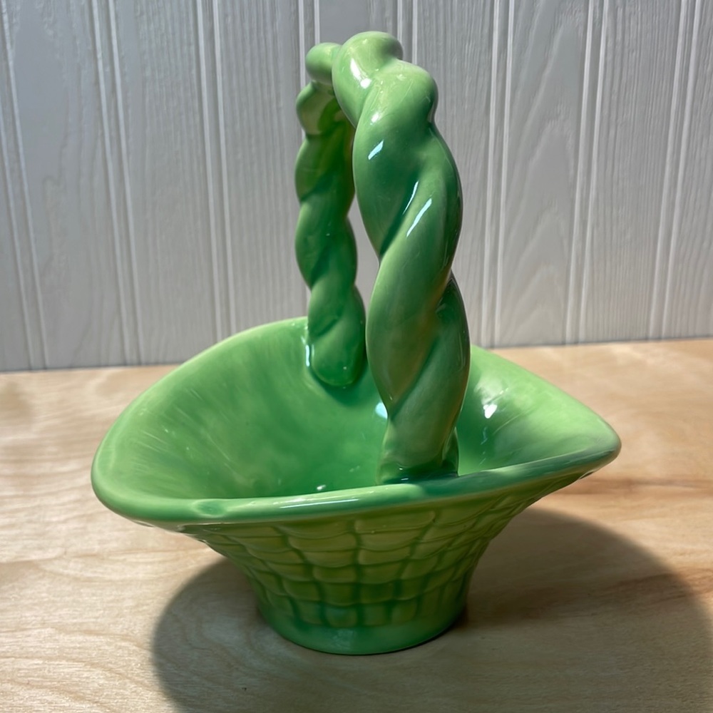 Vintage Ceramic Basket - Green